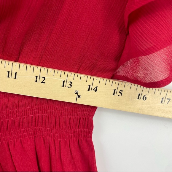 NWT Ann Taylor red smocked waist flare midi dress Sz XXS - Picture 9 of 13